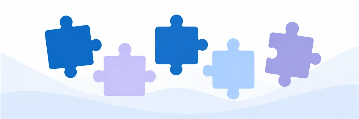 서로 다른 모양의 조각이 각자의 자리를 찾아가는 모습을 표현한 일러스트
