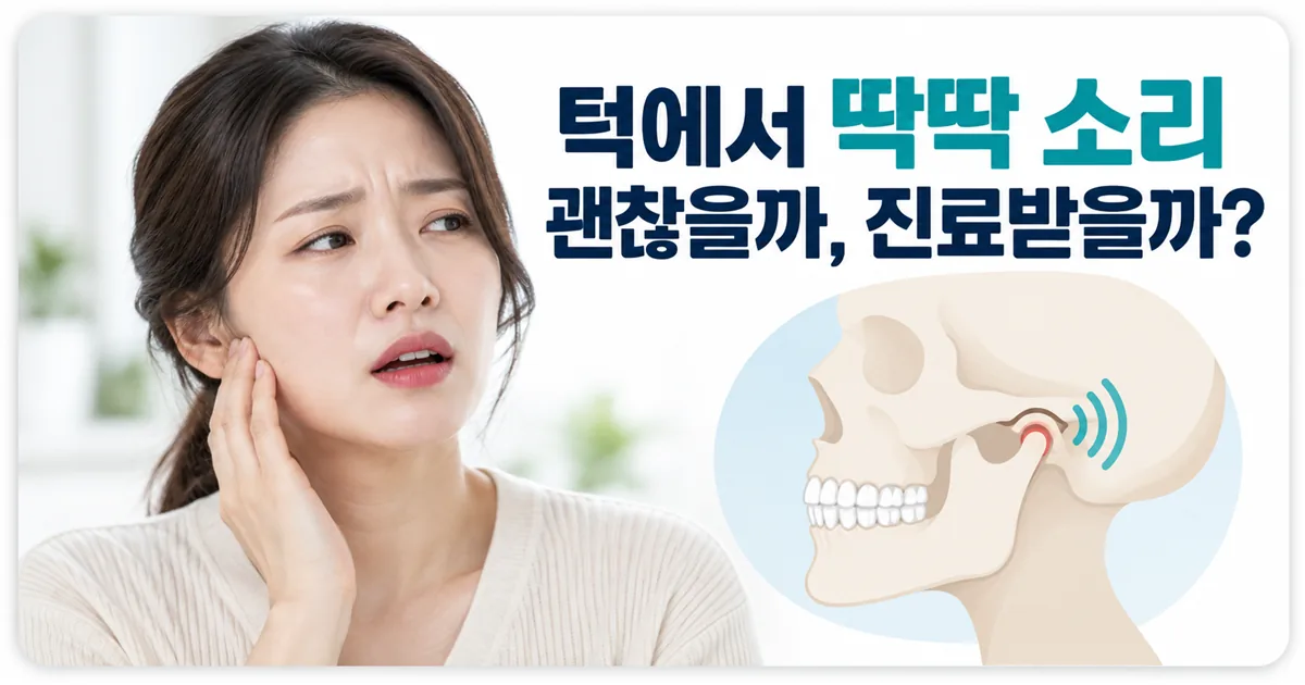 입을 벌릴 때 턱에서 소리가 나는 턱관절장애가 괜찮은 경우인지 진료가 필요한 경우인지 묻는 안내 이미지