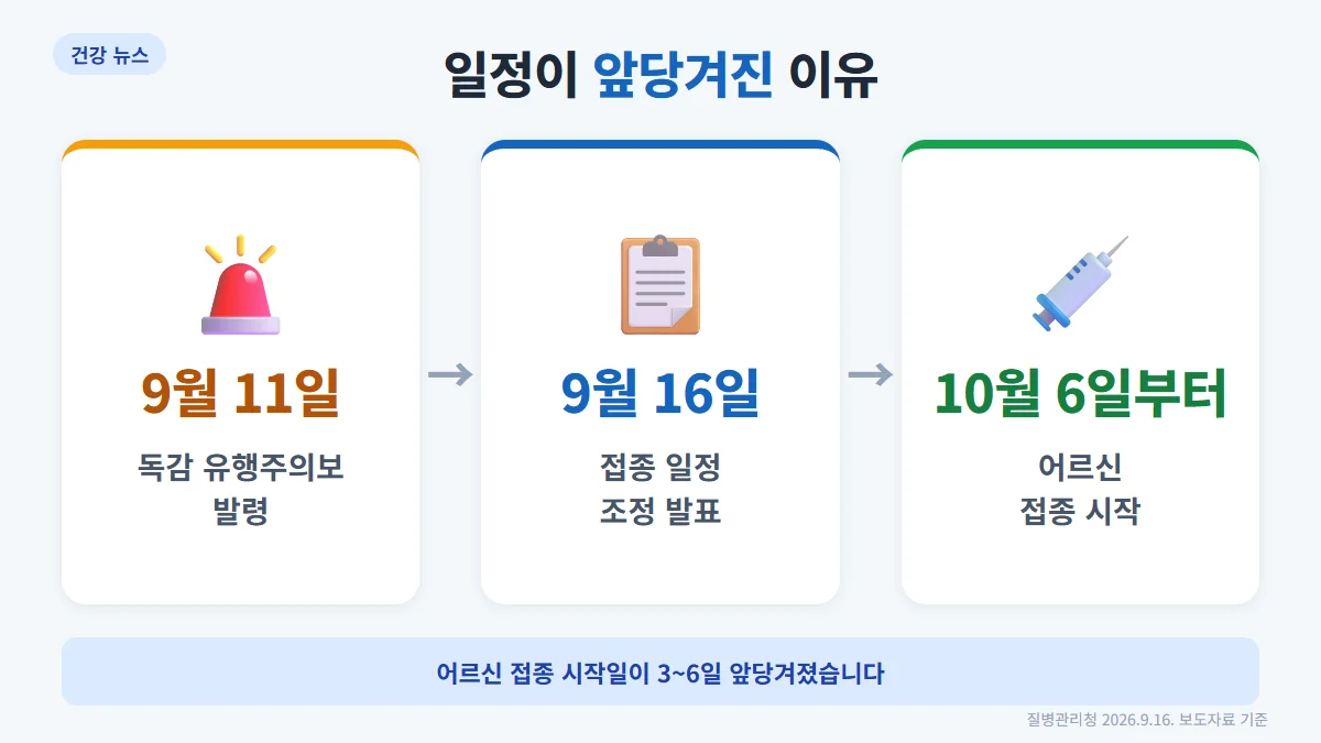 9월 11일 유행주의보에서 10월 6일 어르신 접종 시작까지의 흐름
