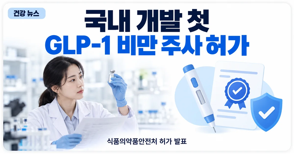 약병을 살펴보는 연구원과 주사기, 허가 인증 아이콘