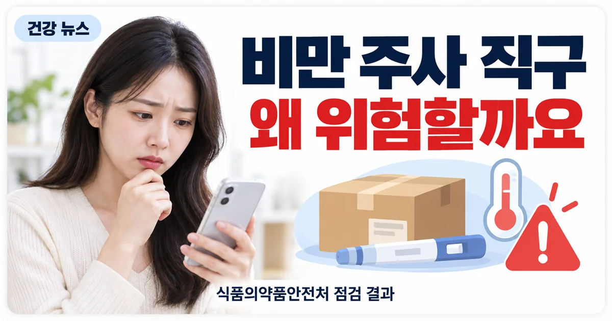 스마트폰으로 쇼핑 화면을 보는 사람과 택배 상자, 경고 아이콘