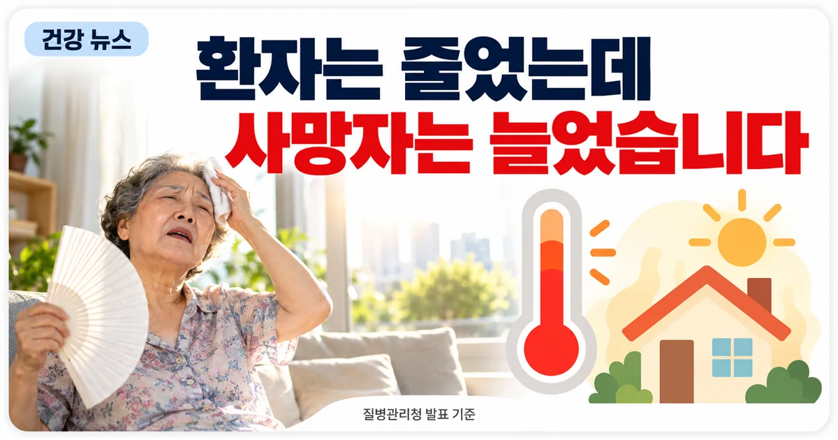 더위에 지친 어르신과 온도계, 집 모양 아이콘