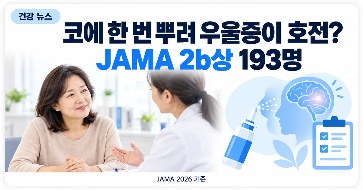 진료실에서 우울증 치료 상담을 받는 환자와 의사, 뇌와 비강 스프레이 아이콘