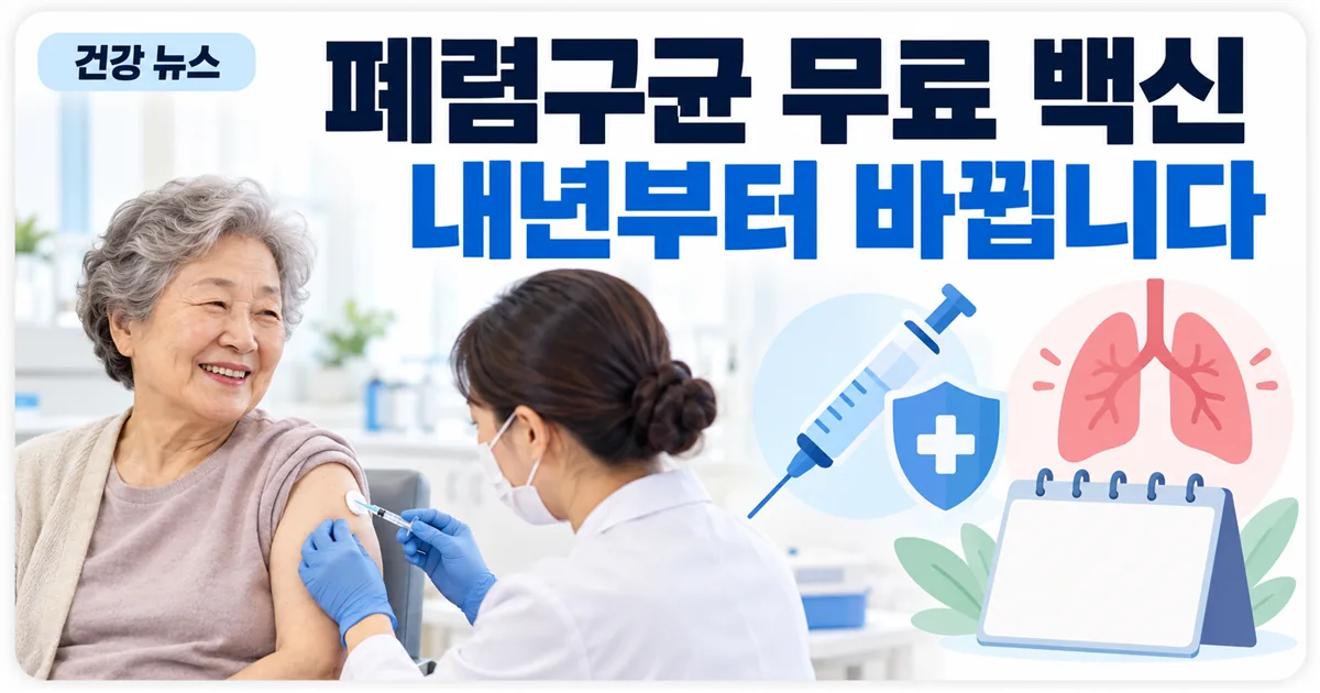 병원에서 폐렴구균 예방접종을 받는 어르신과 주사기, 폐 아이콘
